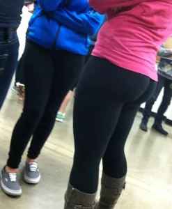 Fit Candid Butt And Muscular Hips in Leggings Closeup Creepshot