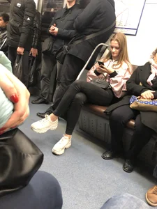 Cute Ass in Tight Black Jeans Subway Closeup Creepshot