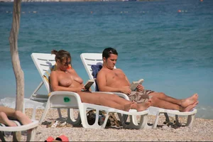 Nude beach girls in Baska, Croatia