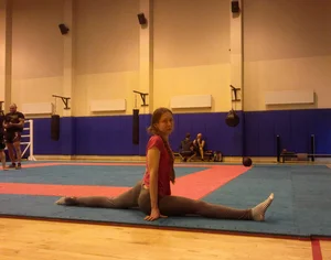 Girl in Grey Tights And Socks Doing Splits