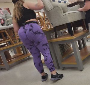 Thick Dirty Blonde Pawg in Purple Leggings (Major Wedgie + BEND)