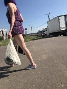 Candid Girl in Shorts With Purple Hair And Hot Pale Legs Street Creepshots Gallery