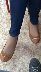 Candid Teen’s Feet in Flats Closeup in Class