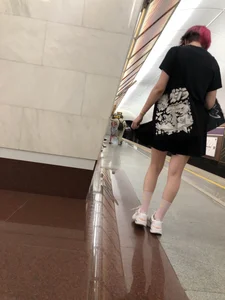 Cute Candid Teen With Red Hair in a Skirt Subway Creepshots Gallery