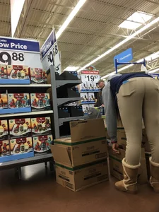 Black Walmart employee with a nice booty in tight jeans