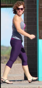 Milf with a nice ass in tight purple leggings
