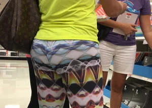 Milf shopping at Target in patterned leggings