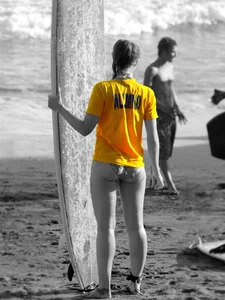 Candid surfer babes on the beach and in bikinis