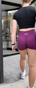 Tight Fit Blonde with Incredible Bubble Butt in Magenta Aurola Shorts