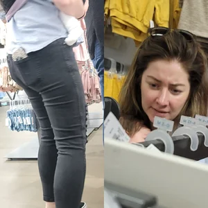 Ass in tight black jeans creepshot at the store