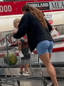 Blue spandex shorts milf