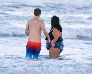 Extra thick girl at the beach in a bikini