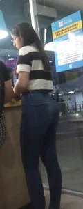 Girl with perfect body and incredible butt in blue jeans [OC]
