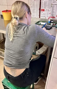 Blonde Worker with Big Ass Tight Black Jeans  (not OC)