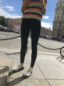Skinny candid teen wearing tight jeans street photos