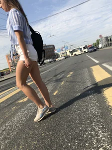 Girl With Awesome Muscular Body in White Shorts Street Creepshots Gallery