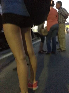 Hot Girl in Mini Shorts Closeups on a Railway Station And Asleep in a Sleeping Train Car