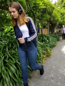 Cute Candid Girl in Tight Blue Jeans Creepshot