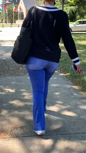 Thick ass caught walking home in jeans