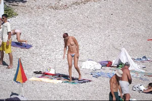 Nude girls on a beach in Hvar, Croatia