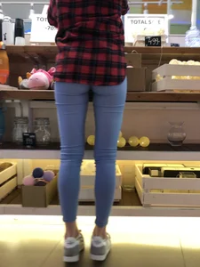 Skinny Legs and Ass in Blue Tight Jeans in the Mall Candid
