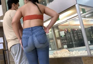 Asian babe bending over  Not OC