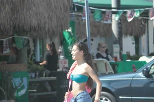 Sexy Florida beach bikini girls, some topless
