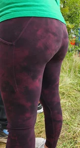 Thin Milf in purple yogas (hint of VPL)