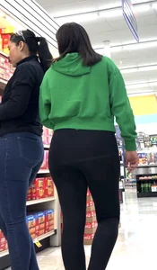 2 hot latinas - some upshots, jean or yoga pants ass?