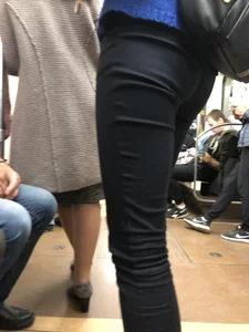 Skinny Ass and Legs in Tight Pants Subway Train Closeup Creepshot