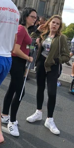 Cute VPL teen in tights on the street candid photos