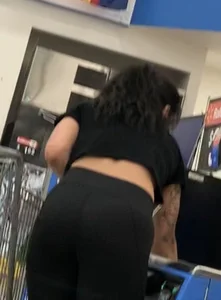 Walmart sexy brunette in leggings with a nice ass