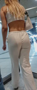 White pants, black thong  VTL