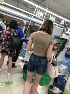 Gorgeous Girl in Denim Shorts With Perfectly Hot Legs And Butt Supermarket Creepshots Collection