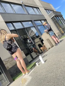 Plump teen VPL biker shorts