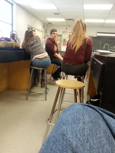 College teens in leggings and tight jeans