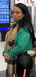 Fierce lady in leather bottoms‼️