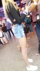 Petite white girl in tiny shorts