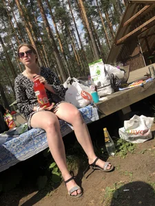 Nice Girl in Sandals And Shorts Nature Park Creepshots