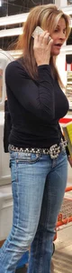 Milf in jeans shopping with big tits