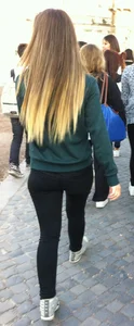 Nice Candid Girl With Long Hair in Tight Pants on the Street - Hot Little Ass