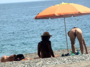 Nude beach and topless girls