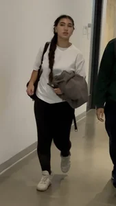 Pretty Arab College Girl’s Red Panties Are Showing Through Her Leggings