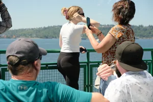 Fat ass in yoga pants showing off (OC)