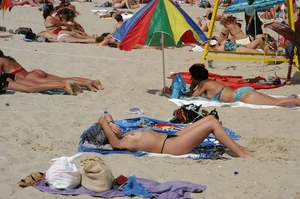 Verna topless beach girls out in the sun
