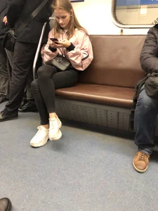Cute Ass in Tight Black Jeans Subway Closeup Creepshot