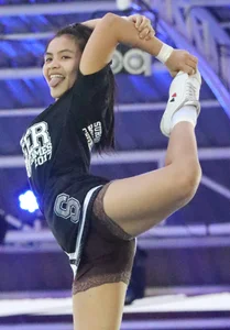 Bunch of athletic Thai cheerleaders at a competition