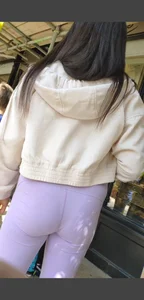 Cute teen in lilac leggings