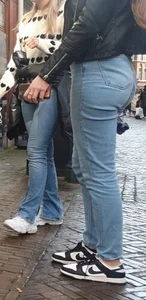 Various hot butts in tight jeans on the street and inside cafes, some teens too