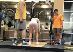 HOT TEEN PINK LEGGINGS BENDS OVER FOR ME NEXT TO HER BF & HIS BESTFRIEND CHECKS HER OUT